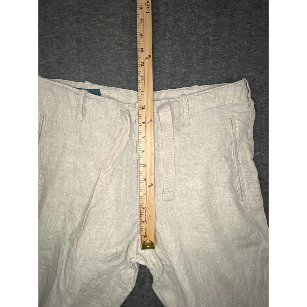 Perry Ellis Size 29(31) 100% Linen Flat Front Dress Pants Button Fly Cream Beach - Picture 8 of 11